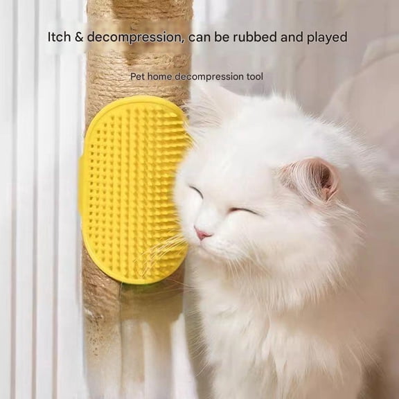 Yellow Silicone Cat Scratcher Grooming Toy