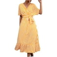thumbnail image 2 of Robes d'Été Grande Taille pour Femmes 2024 Couleur Volant Élégant Ample Manches Courtes Col Rond Robe Économisez jusqu'à 65 %!, 2 of 9