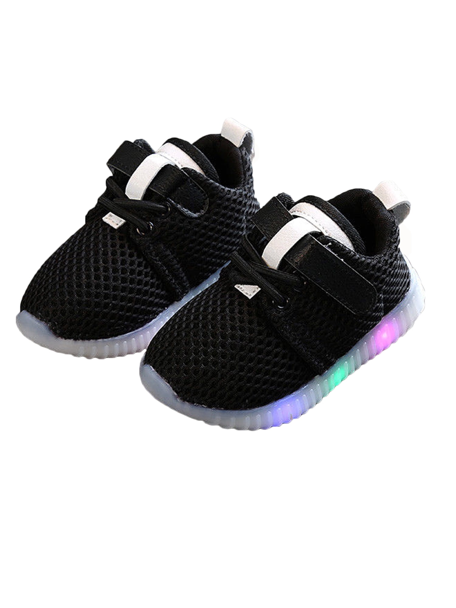 Toddler Kids Boys Girls Baby Light Up Flashing LED Shoes Mesh Trainers Sneakers 