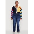 thumbnail image 3 of Womens Plus Size Daisy Color Blocked Striped W Initial Cardigan, 3 of 5
