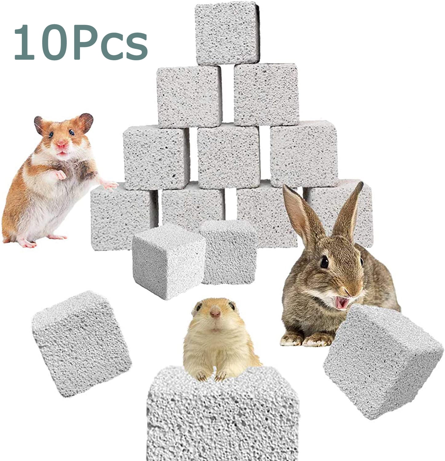 Walbest 10 Pcs Rabbits Lava Blocks 1.18" , Bunny Teeth Grinding Stone