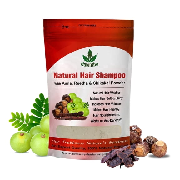 Havintha Natural Hair Shampoo Powder with Amla, Reetha & Shikakai for Hair and Scalp Care, 8 oz (227 g)