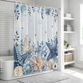 thumbnail image 6 of Blue Starfish Coastal Shower Curtain, Waterproof Shower Curtains for Bathroom, Eucalyptus Summer Nautical Shell Washable Fabric Bathtub Curtain Set Bath Decor with 12 Hooks Extra Long 72"x96", 6 of 8