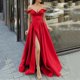thumbnail image 5 of Vestido de verano con hombros descubiertos para fiesta, graduación, abertura alta, sexy, escote en V, vestido de noche para mujer, túnica plisada lisa, vestidos elegantes largos para mujer, 5 of 5
