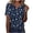 #225-Dark Blue, variant on AUNVITO Women's V-neck Button Front Short Sleeve T-shirt Loose Fit with Random Print Casual and Trendy Style