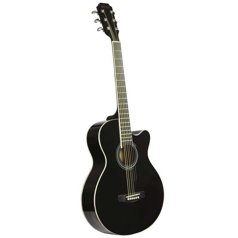 Main Street Guitars 6 Strings Acoustic Guitar, Black, 12 oz Main Street Guitars 6 Strings Acoustic Guitar, Black, 12 oz