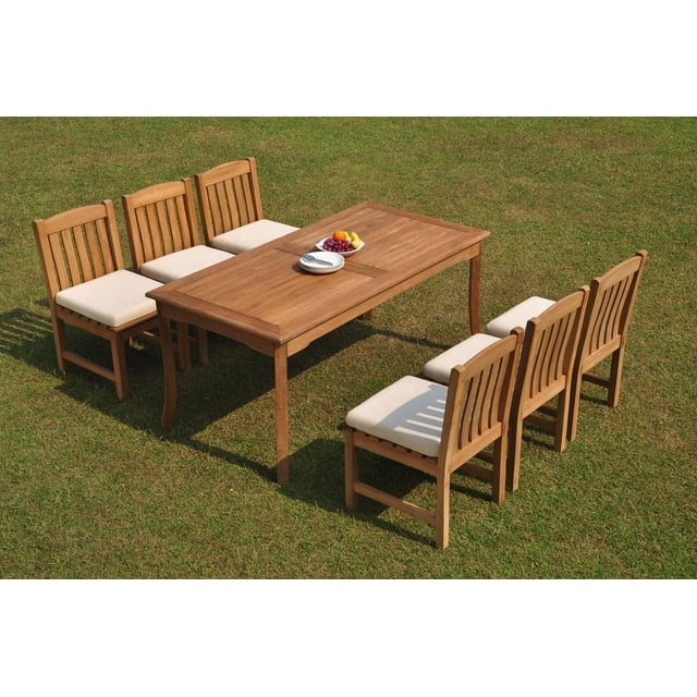 Grade-A Teak Dining Set: 6 Seater 7 Pc: 71" Rectangle Table And 6 Devon ...