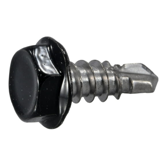 #8-18 x 1/2" Black 410 Stainless Hex Head Self-Drilling Screws (15 pcs.)
