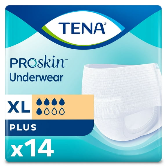 TENA ProSkin Plus Disposable Underwear Pull On with Tear Away Seams X-Large, 72634, 56 Ct