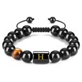 thumbnail image 1 of Con Letras Ajustables De 10Mm, Cuentas De Piedra De Ojo De Tigre De Ónix Negro Natural, Pulsera De Cuerda Trenzada, Regalo Significativo 26 Pulseras Scienceny AP006886-04, 1 of 6