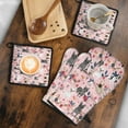 thumbnail image 5 of French Bulldog Dog Pattern with Flowers Kitchen Oven Mitt and Pot Holder Sets 4 Pcs for Baking, Cooking and Grilling, Heat Resistant Up To 392 °F, 5 of 7