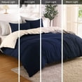 thumbnail image 6 of King Comforter Duvet Insert 3PCS All Season Soft  Cooling Reversible Duvet Cover with Zipper Closure for Hotel Home（Navy Blue/Ivory 104"x90"）, 6 of 8
