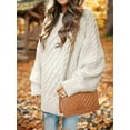 thumbnail image 4 of MOSHU Oversized Sweaters for Women Cable Knit Chunky Pullover Sweater, 4 of 10