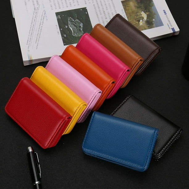 Estuche para tarjetas de visita de acero inoxidable y metal con diseño de lichi de PU, regalo empresarial, diseño de lichi magnético