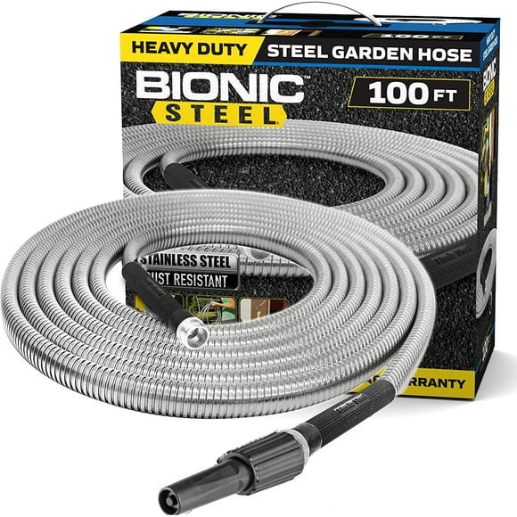 Bionic Steel Garden Hose 304 Stainless Steel Metal Water Hose Crush Resistant Hose 100Ft