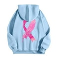 thumbnail image 4 of Wangmeiwg Women's Sweatshirts Fashion Women's Autumn Winter Cancer Awareness Ribbon Feather Print Zipper Long Sleeve Pocket Drawstring Casual Hooded Sweatshirt Sky Blue XXL, 4 of 5