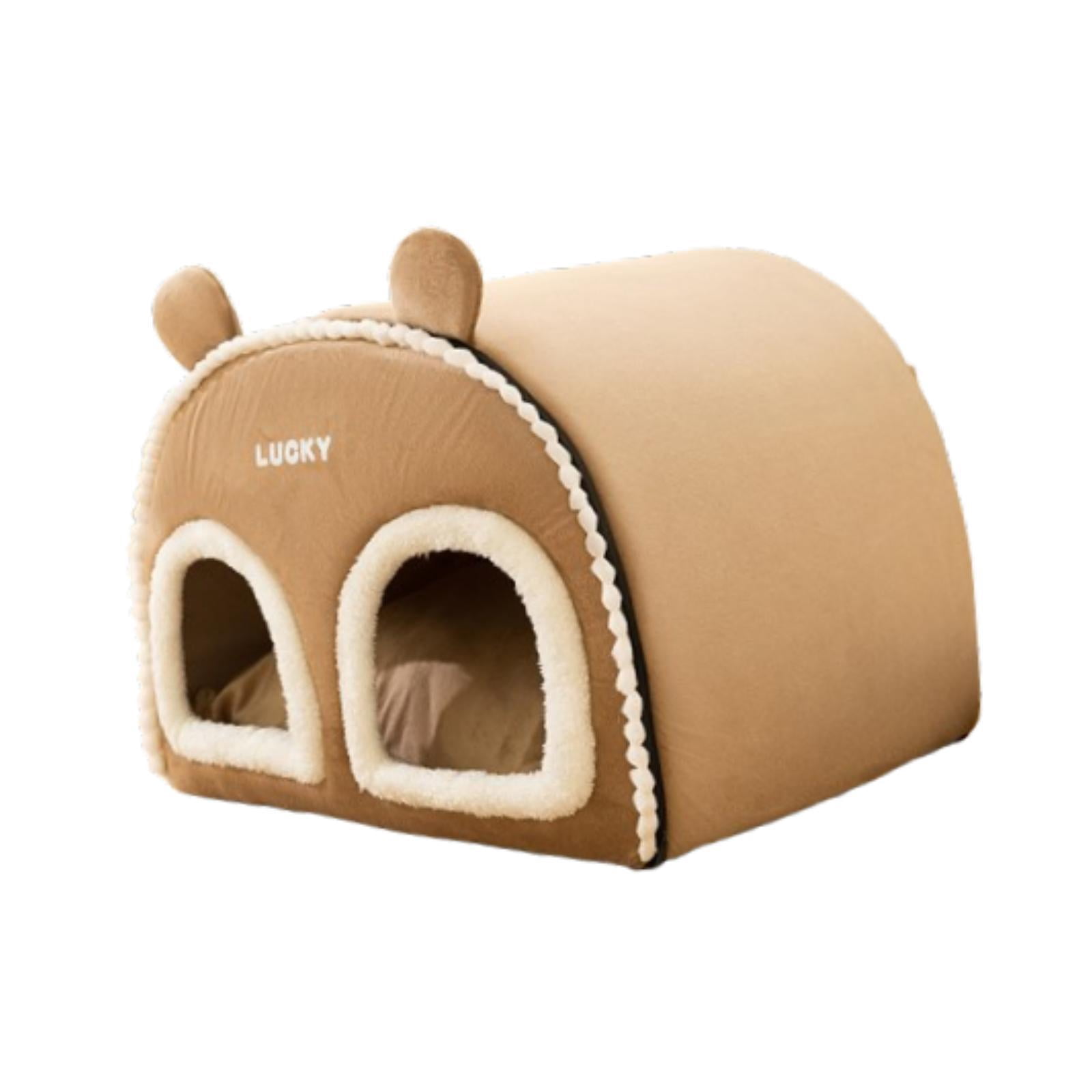 Serenable Indoor Enclosed Pet Cat House Warm Cave 20x15.7x15.7inch for Outdoor Travel Multipurpose Comfortable Kitten Nest Cat Tent Hut Brown