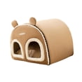 thumbnail image 3 of Casa para gatos cerrada de interior, cueva cálida de 20 x 15,7 x 15,7 pulgadas para viajes al aire libre, nido para gatitos cómodo y multiusos, tienda Marrón, 3 of 9