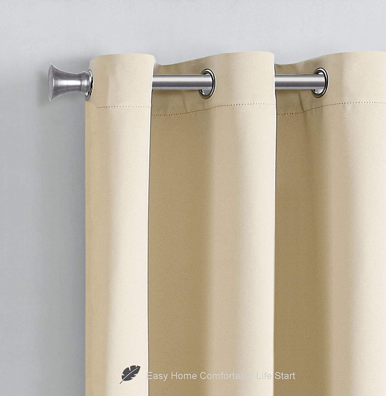 WPM Blackout Curtain Room Darkening Panels/Drapes for Living Room, Beige Thermal Insulated Grommet Bedroom Window Draperies&nbsp;84 inch
