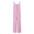 thumbnail image 4 of GILIGEGE Women's Casual Loose Overalls Jumpsuits One Piece Sleeveless Wide Leg Long Pant Rompers with Pockets Wide Leg Palazzo Pants Tank Jumpsuit Button Down Loose Bib Overalls Summer Linen Jumpsuit, 4 of 5