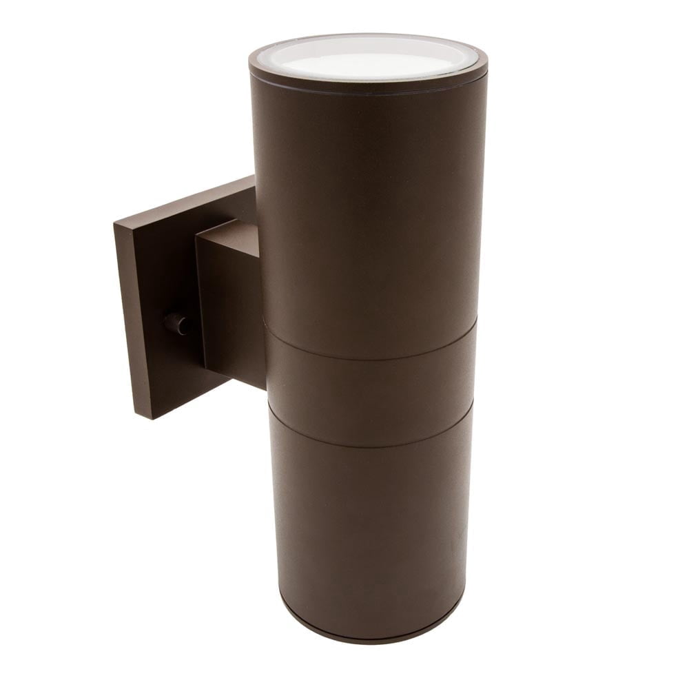 Maxxima LED Cylinder Outdoor Wall Wash, Up and Down Sconce Light, 24 Watt, 1680 Lumens, 3000K Warm White, Brown