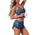 thumbnail image 4 of INSPIRE CHIC Women's Pajamas Set Lace Trim Bow Camisole Soft Tank Top and Shorts Loungewear 2026 Sleepwear 2 Pcs XL Blue, 4 of 6