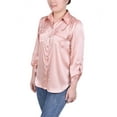 thumbnail image 2 of NY Collection Missy Tabbed Long Sleeve Satin Blouse, 2 of 4