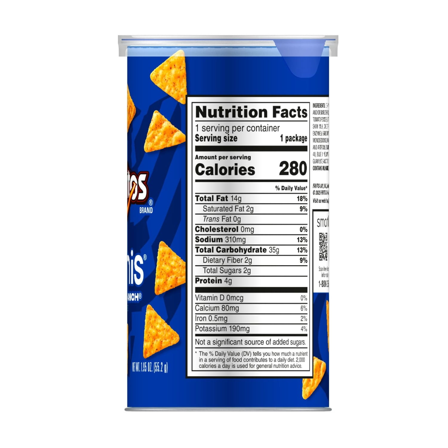 Doritos Minis Cool Ranch Flavored Tortilla Chips Single Serve Canister 1.95 oz