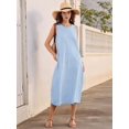 thumbnail image 4 of Women's Dresses Long Sundresses Plaid Striped Pockets Maxi Dress for Summer Casual Beach Vacation S, 4 of 9