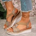 thumbnail image 5 of HomeDM Women's Wedge Sandals Espadrilles Platform Open Toe Ankle Strap Comfort Wedges Heels Summer Beach Shoes, Khaki Size 7.5, 5 of 9
