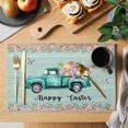 thumbnail image 2 of Easter Placemats Set of 6, Green Truck Rabbit Duck Butterfly Floral Wooden Placemats for Dining Table, Place Mats for Kitchen Tabletop, Waterproof Wipeable Dining Table Mats Set, 2 of 9