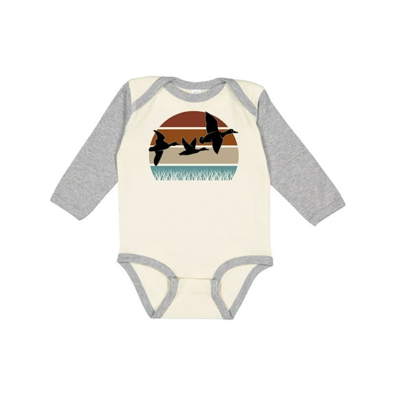 Inktastic Duck Hunting Retro Sunset Hunter Boys or Girls Long Sleeve Baby Bodysuit