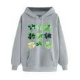 thumbnail image 2 of Womens St. Patrick'S Day Sweatshirt Clover Print Hoodie Casual Long Sleeve Sweatshirt Shamrock Pullover Tops Gray XXL, 2 of 4