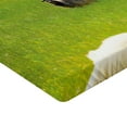 thumbnail image 2 of Ambesonne Nature Fitted Sheet, Black Sheep White Goats, Twin XL Size, Fern Green Cream, 2 of 3
