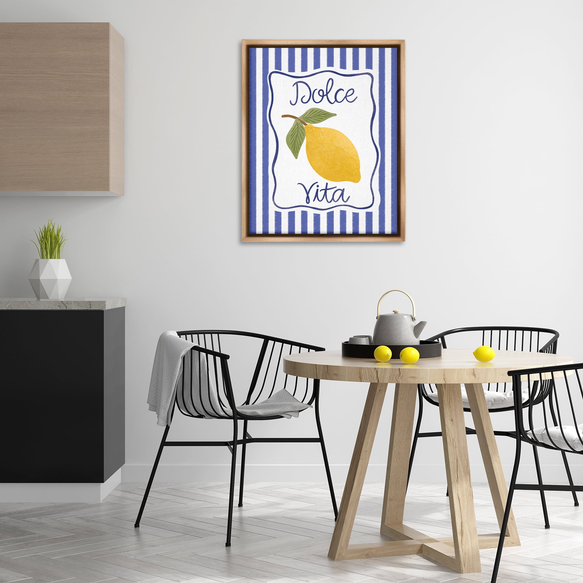 Stupell Industries Dolce Vita with Lemon Food & Beverage Painting Brown Floater Framed Canvas Art Print Wall Art, 25 x 31