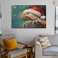 thumbnail image 6 of Wall Art for Living Room Shrimp Wearing A Santa Hat Print Canvas Pictures Wall Art Shrimp Lobster Decorative Canvas Prints Office Home Decorations Family Picture 12x18inch Framed, 6 of 8