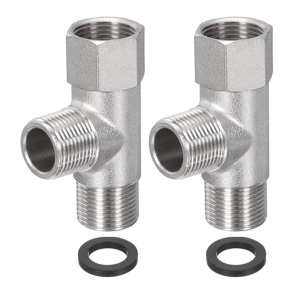9/16" and G 9/16 Polished Bidet T Valve Adapter for Handheld Bidet T Valve Shower Head Diverter, 2 Set