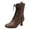 Coffee, variant on Women's Victorian Ankle Boots Fashion Kitten Heel Mid Calf 70S Combat Boots Lace Up Round Toe Vintage Dress Shoes Black Size 7.5