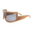 thumbnail image 3 of Flat Top Oversized Wrap Curved Lens Plastic Retro Sporty Sunglasses Brown - Black, 3 of 4