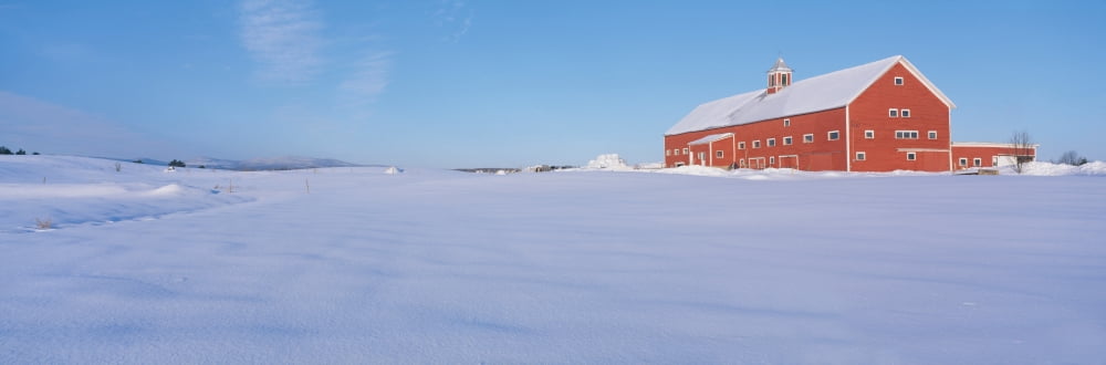Red Barn In Snow Ly