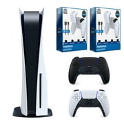 Sony Playstation 5 Disc with Extra Controller and Dual Battery Pack & Charge Cable Bundle - Midnight Black