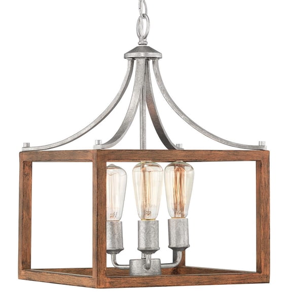 Boswell Quarter Collection 3-Light Pendant with Painted Chestnut Wood Accents