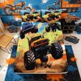 thumbnail image 3 of Meiyoeat Graffiti Monster Truck Bed Sheets 4-Piece for Boys,Checkered Race Flag Full Size Sheets,Orange Green,1 Fitted Sheet,1 Flat Sheet and 2 Pillowcases, 3 of 6