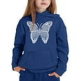 thumbnail image 3 of SonxaHe Big Girls Hooded Sweatshirt Butterfly Prints Long Sleeves Loose Fashion Casual Hoodies Blue,Sized 8-9, 3 of 3
