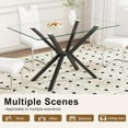 thumbnail image 5 of Dining Table Modern Tempered Glass Dinner Table, Rectangle Kitchen Table with Sturdy Metal Legs, Contemporary Minimalist Design, Ideal for Dining Room, Kitchen, or Small Spaces (Black, 47.24"), 5 of 13