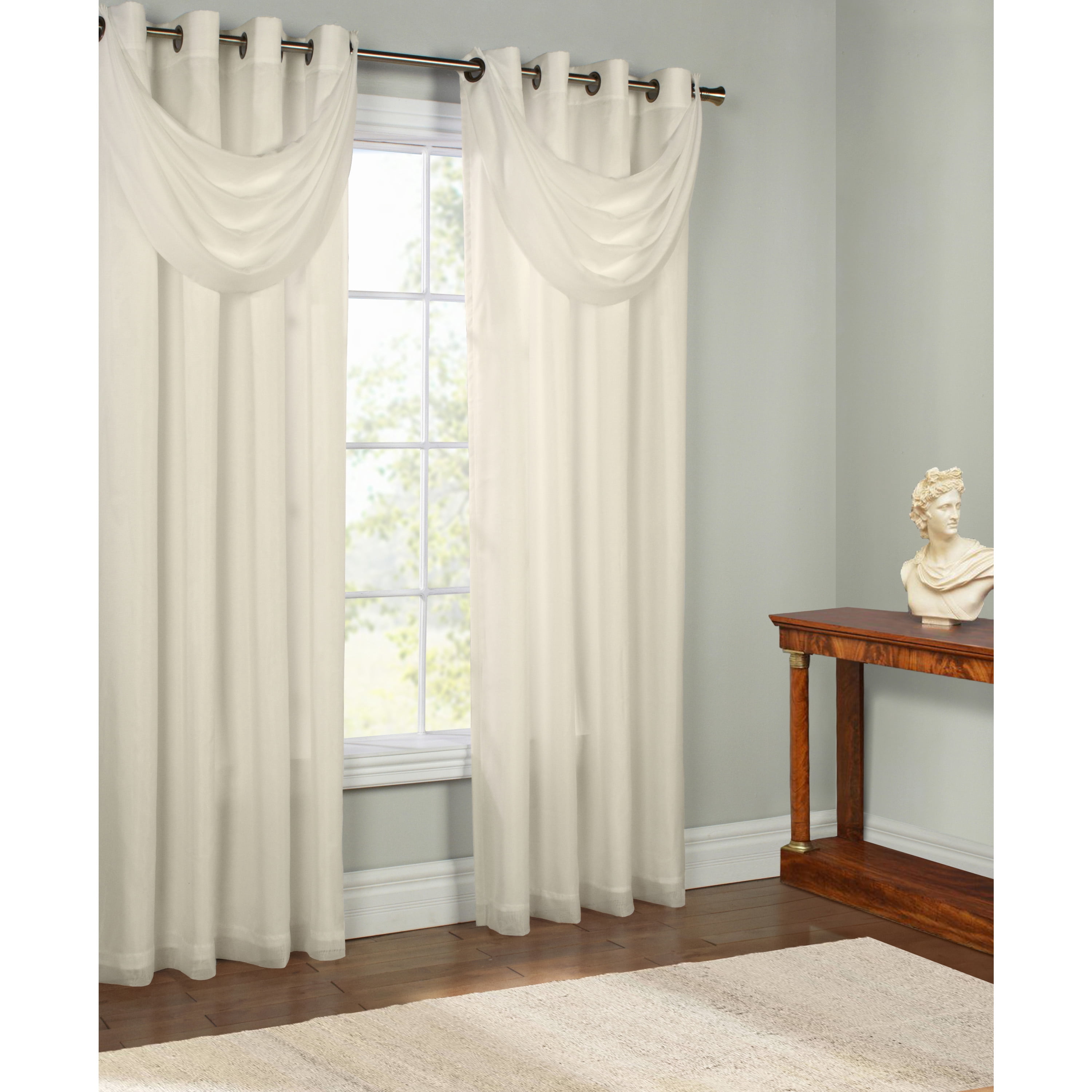 Rhythm Lined Grommet Ascot Valance 36" x 19" in Ivory