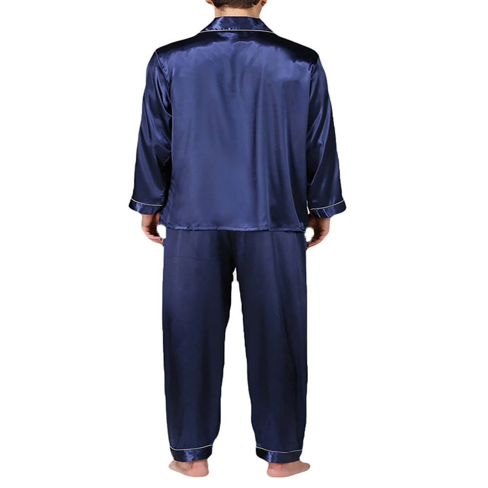 Pyjama Homme En Satin De Soie - Ensemble 2 Pièces, Manches Courtes, Couleur Unie