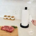 thumbnail image 2 of Stainless Steel Black Paper Towel Holder Designed for Easy One-Handed Operation - This Sturdy Weighted Paper Towel Dispenser Countertop Model Has Suction Cups and Holds Paper Towel Rolls of All Sizes, 2 of 9