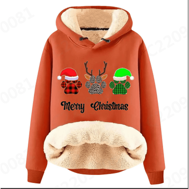 Jienlioq Hauts de Sport pour Femmes Hauts d'Hiver Chauds en Peluche Imprimée Mode Manches Longues Sweat à Capuche Rollback
