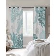 thumbnail image 3 of Teal Green Coastal Blackout Curtains, Light Blocking Print Window Curtains, Summer Lobster Coral Nautical Thermal Insulated Window Drapes for Living Room Kitchen Cafe 2 Panels, 104"W x 52"L, 3 of 9